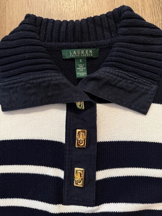 Lauren Ralph Lauren navy & white nautical striped cotton sweater Size Small - Picture 5 of 10